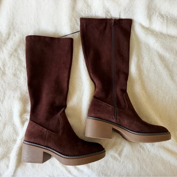 White Mountain Marcella Tall Shaft Block Heel Boots - Brown - Picture 3 of 12